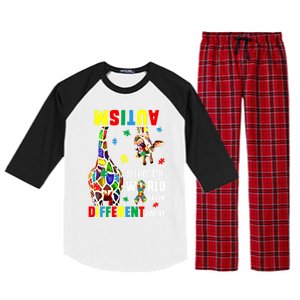 Autism Seeing The World From Different Angle Giraffe Puzzle Cute Gift Raglan Sleeve Pajama Set