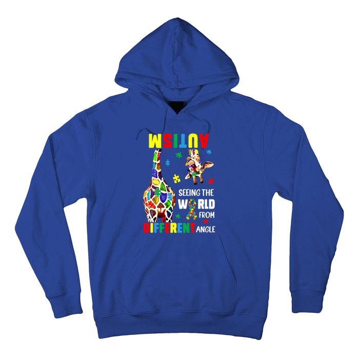 Autism Seeing The World From Different Angle Giraffe Puzzle Cute Gift Hoodie