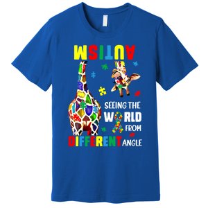 Autism Seeing The World From Different Angle Giraffe Puzzle Cute Gift Premium T-Shirt