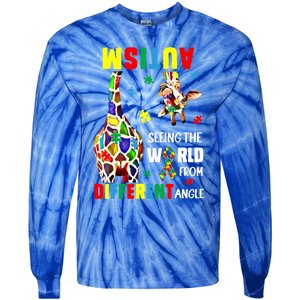 Autism Seeing The World From Different Angle Giraffe Puzzle Cute Gift Tie-Dye Long Sleeve Shirt