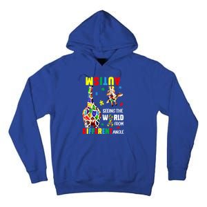 Autism Seeing The World From Different Angle Giraffe Puzzle Cute Gift Tall Hoodie