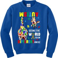 Autism Seeing The World From Different Angle Giraffe Puzzle Cute Gift Kids Sweatshirt