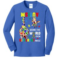 Autism Seeing The World From Different Angle Giraffe Puzzle Cute Gift Kids Long Sleeve Shirt