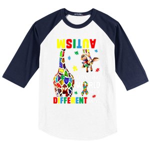 Autism Seeing The World From Different Angle Giraffe Puzzle Cute Gift Baseball Sleeve Shirt