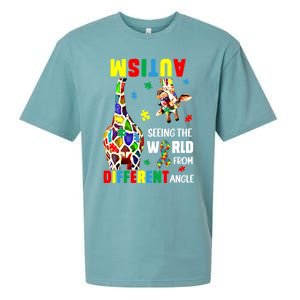 Autism Seeing The World From Different Angle Giraffe Puzzle Cute Gift Sueded Cloud Jersey T-Shirt