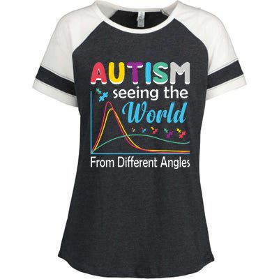 Autism Seeing The World From Different Angle Enza Ladies Jersey Colorblock Tee