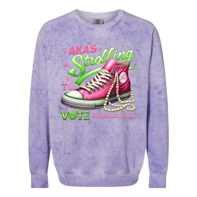 Akas Strolling To Vote November 5 2024 Kamala Harris Design Colorblast Crewneck Sweatshirt