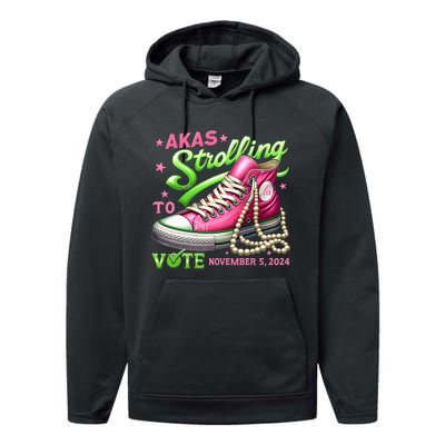 Akas Strolling To Vote November 5 2024 Kamala Harris Design Performance Fleece Hoodie