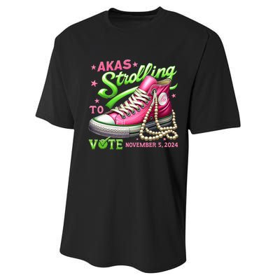 Akas Strolling To Vote November 5 2024 Kamala Harris Design Performance Sprint T-Shirt