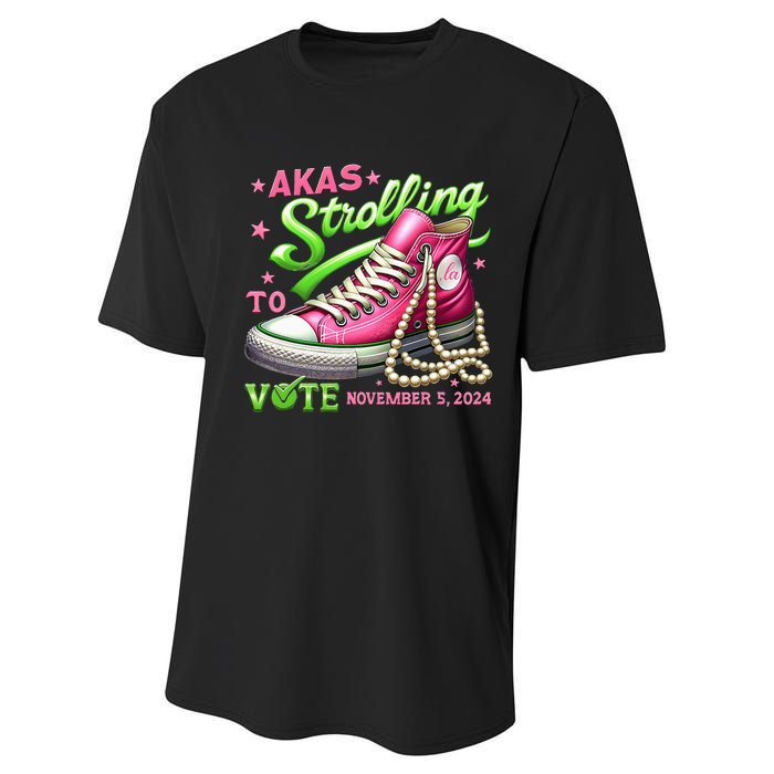 Akas Strolling To Vote November 5 2024 Kamala Harris Design Performance Sprint T-Shirt