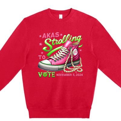 Akas Strolling To Vote November 5 2024 Kamala Harris Design Premium Crewneck Sweatshirt