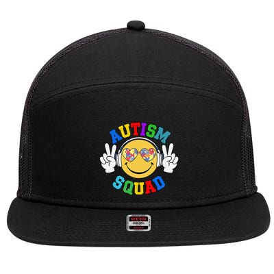 Autism Squad Team Support Inclusion And Awareness 7 Panel Mesh Trucker Snapback Hat