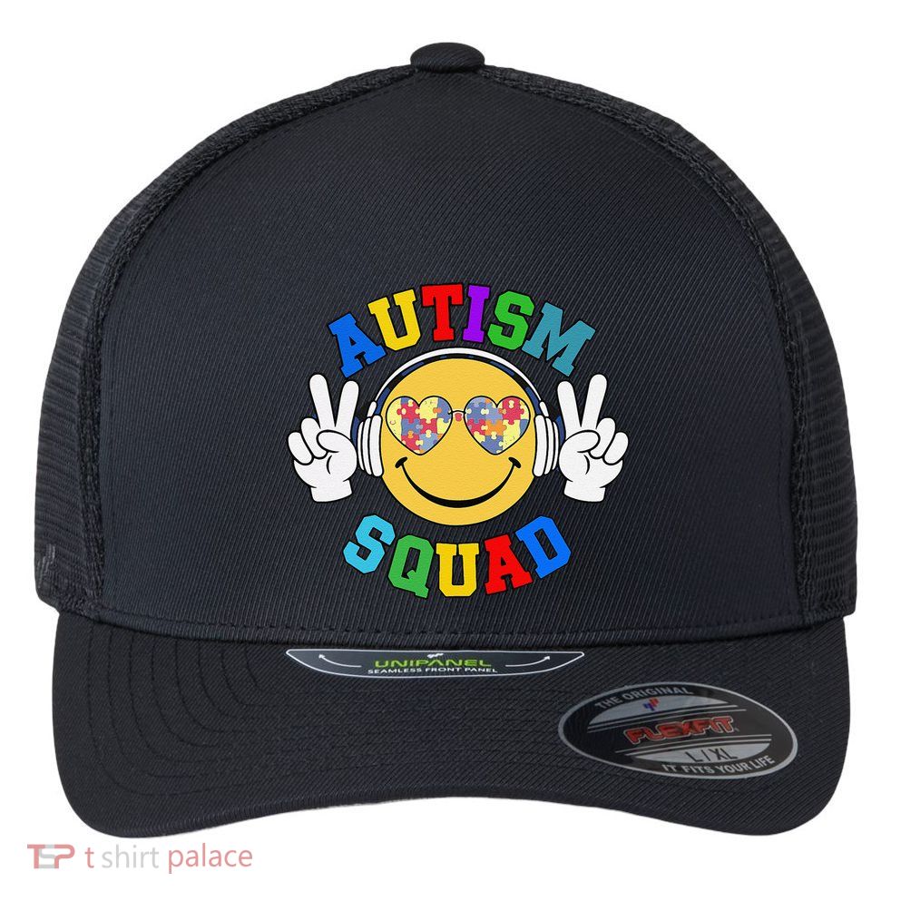 Autism Squad Team Support Inclusion And Awareness Flexfit Unipanel Trucker Cap