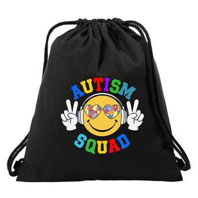 Autism Squad Team Support Inclusion And Awareness Drawstring Bag