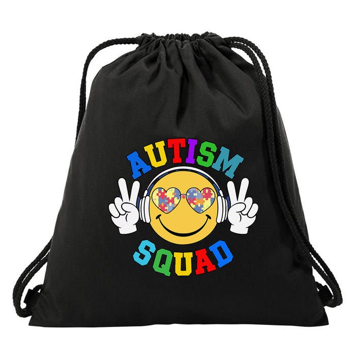Autism Squad Team Support Inclusion And Awareness Drawstring Bag