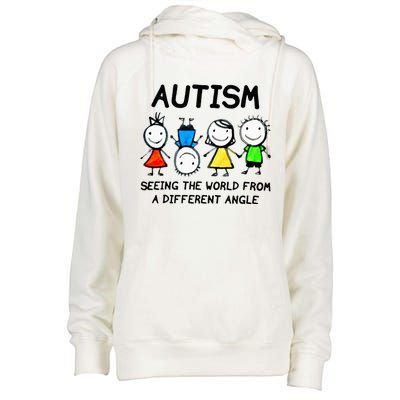 Autism Seeing The World From A Different Angle Autism Gifts Womens Funnel Neck Pullover Hood