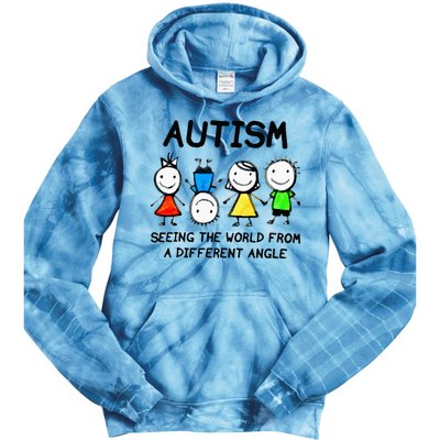 Autism Seeing The World From A Different Angle Autism Gifts Tie Dye Hoodie