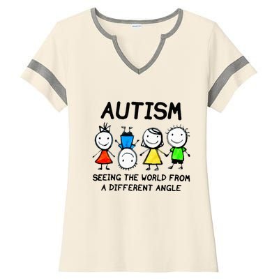 Autism Seeing The World From A Different Angle Autism Gifts Ladies Halftime Notch Neck Tee