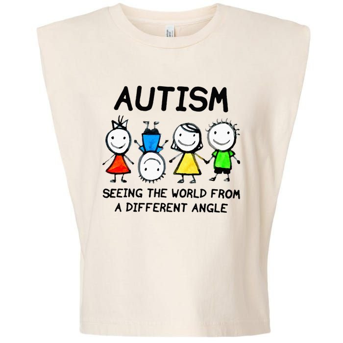 Autism Seeing The World From A Different Angle Autism Gifts Garment-Dyed Women's Muscle Tee