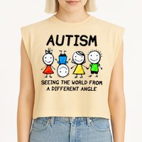 Autism Seeing The World From A Different Angle Autism Gifts Garment-Dyed Women's Muscle Tee