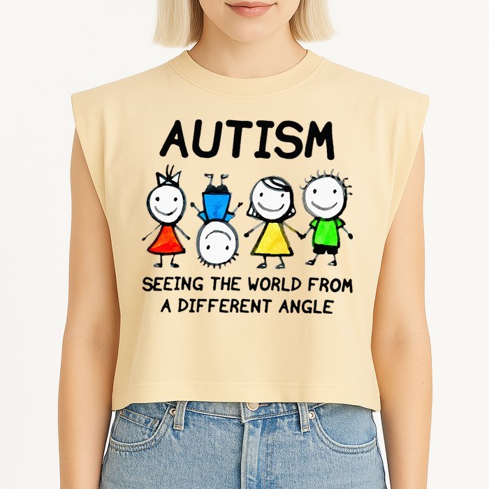 Autism Seeing The World From A Different Angle Autism Gifts Garment-Dyed Women's Muscle Tee