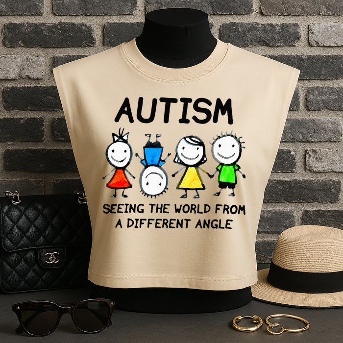 Autism Seeing The World From A Different Angle Autism Gifts Garment-Dyed Women's Muscle Tee