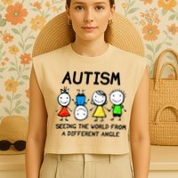 Autism Seeing The World From A Different Angle Autism Gifts Garment-Dyed Women's Muscle Tee