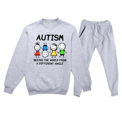 Autism Seeing The World From A Different Angle Autism Gifts Premium Crewneck Sweatsuit Set