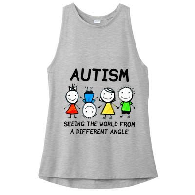 Autism Seeing The World From A Different Angle Autism Gifts Ladies PosiCharge Tri-Blend Wicking Tank