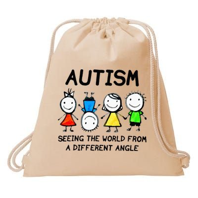 Autism Seeing The World From A Different Angle Autism Gifts Drawstring Bag
