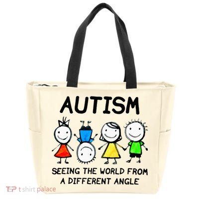 Autism Seeing The World From A Different Angle Autism Gifts Zip Tote Bag