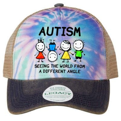Autism Seeing The World From A Different Angle Autism Gifts Legacy Tie Dye Trucker Hat