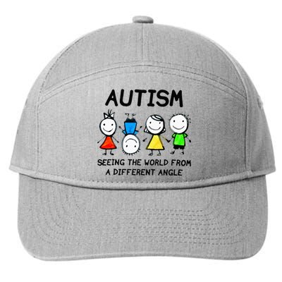 Autism Seeing The World From A Different Angle Autism Gifts 7-Panel Snapback Hat