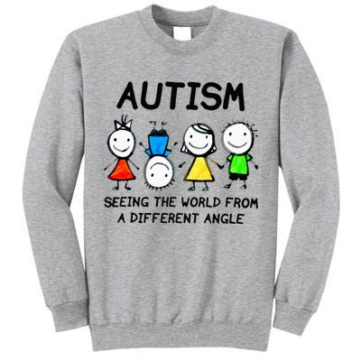 Autism Seeing The World From A Different Angle Autism Gifts Tall Sweatshirt