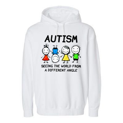 Autism Seeing The World From A Different Angle Autism Gifts Garment-Dyed Fleece Hoodie