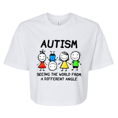 Autism Seeing The World From A Different Angle Autism Gifts Bella+Canvas Jersey Crop Tee