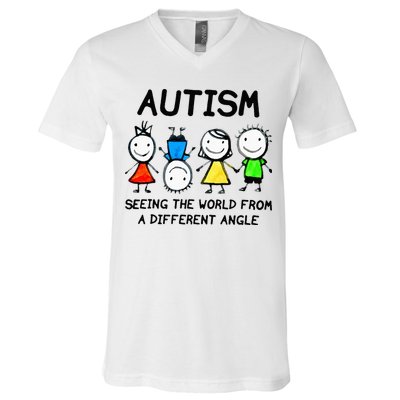 Autism Seeing The World From A Different Angle Autism Gifts V-Neck T-Shirt
