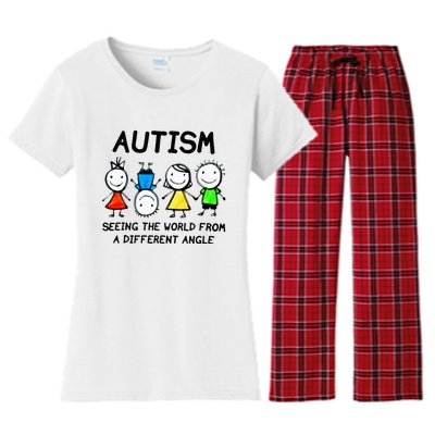 Autism Seeing The World From A Different Angle Autism Gifts Women's Flannel Pajama Set