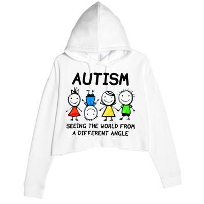Autism Seeing The World From A Different Angle Autism Gifts Crop Fleece Hoodie