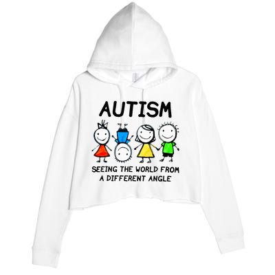 Autism Seeing The World From A Different Angle Autism Gifts Crop Fleece Hoodie