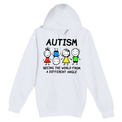 Autism Seeing The World From A Different Angle Autism Gifts Premium Pullover Hoodie