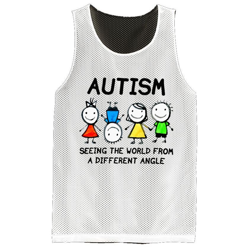 Autism Seeing The World From A Different Angle Autism Gifts Mesh Reversible Basketball Jersey Tank