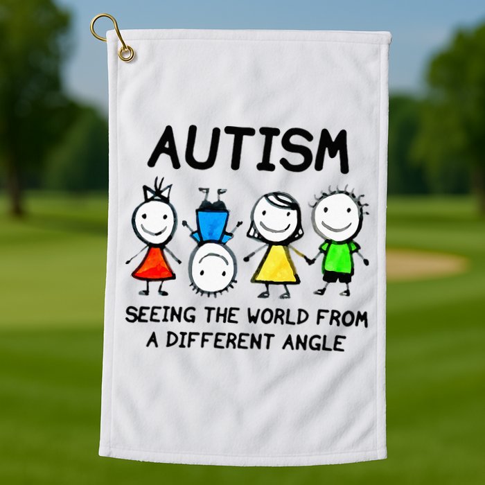 Autism Seeing The World From A Different Angle Autism Gifts Golf Towel