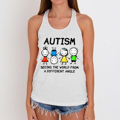 Autism Seeing The World From A Different Angle Autism Gifts Women's Knotted Racerback Tank