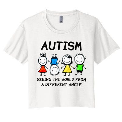 Autism Seeing The World From A Different Angle Autism Gifts Women's Crop Top Tee