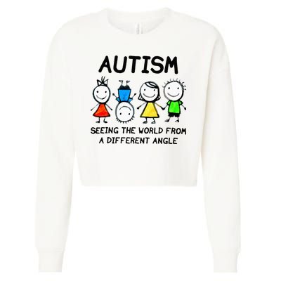 Autism Seeing The World From A Different Angle Autism Gifts Cropped Pullover Crew