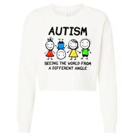 Autism Seeing The World From A Different Angle Autism Gifts Cropped Pullover Crew