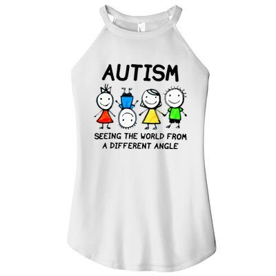 Autism Seeing The World From A Different Angle Autism Gifts Women's Perfect Tri Rocker Tank