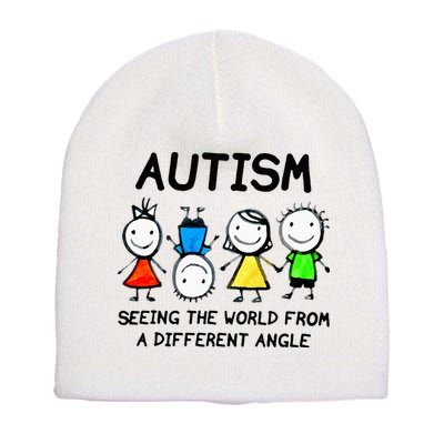 Autism Seeing The World From A Different Angle Autism Gifts Short Acrylic Beanie