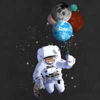 Astro Cat With Planet Balloons Garment-Dyed Fleece Hoodie
